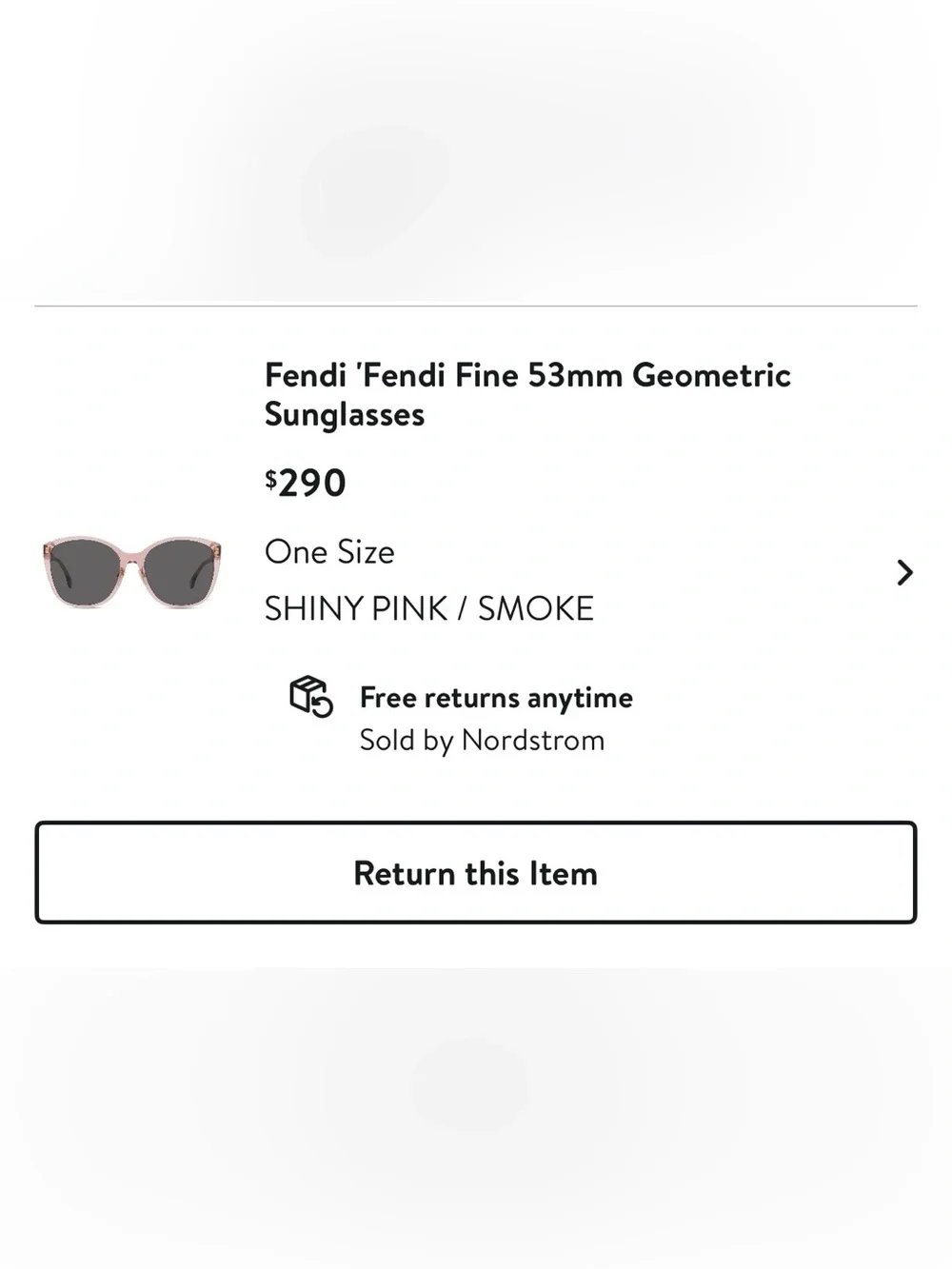 Fendi Fine Geometric Sunglasses Pink Smoke Italy 53mm Authentic